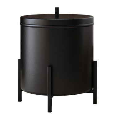 Imagem de Lixeira Com Tampa Aço Alumínio 06 Litros Kalli D1 Preto