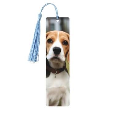 Imagem de Marcador de livro de madeira para homens e mulheres novidade mordaça adorável cão beagl marcador de livro para amantes de livros exclusivos feitos à mão com pingente de borla, acessórios para livros