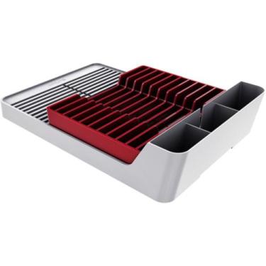 Imagem de Escorredor De Louça Branco Para 11 Pratos Com Porta Talheres E Suporte