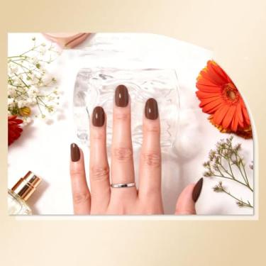 Imagem de Kits de decoração de unhas, cor sólida, conjunto de manicure oval curto reutilizável com cola de gelatina, mini lixa e bastão para acabamento de salão DIY em casa