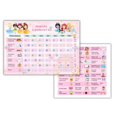 Imagem de Quadro de Rotina Diária Infantil Comportamento e Tarefas