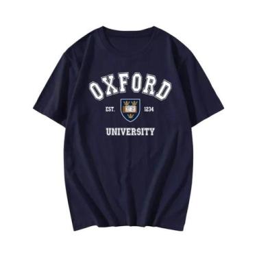 Imagem de Camiseta Unissex Estampada Da Universidade De Oxford, Verão, Manga Cur