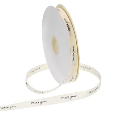 Imagem de PATIKIL Fita de gorgorão personalizada, fita de poliéster de agradecimento de 0,6 pol. x 80 jardas para festas de fim de ano, decoração de casamento, embrulho de presente, branca