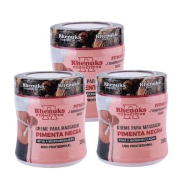 Imagem de Pimenta Negra Kit 3 UNIDADES Gel Creme para Massagem Redução de Medidas 200g