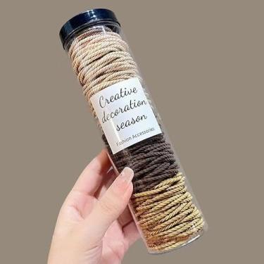 Imagem de Conjunto de 100 peças de laços de cabelo femininos de borracha enlatada elásticos acessórios de corda de cabelo multicoloridos para mulheres e meninas (cor mista)