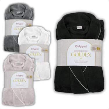 Imagem de Roupão Banho Unissex Adulto Golden Microfibra Flannel Manga Longa - Ap