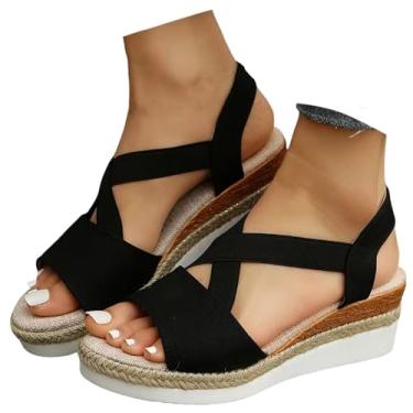 Imagem de Dkieuyu Sandálias ortopédicas de cunha para mulheres 2026 verão elegante plataforma moderna casual caminhada arco suporte alpargatas cunhas