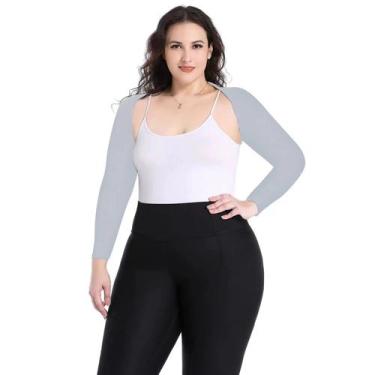 Imagem de Xaile, mangas de braço, proteção solar plus size para mulheres, cinza 