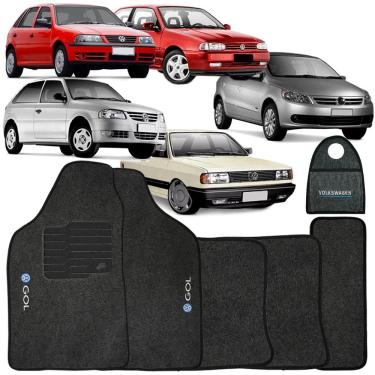 Imagem de Jogo Tapete Automotivo Carpete + Lixeira Gol G2 Bola 1995 à 2004 Soft Logo Bordado Grafite 6 Peças