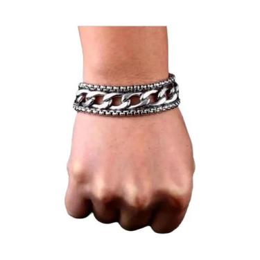 Imagem de Pulseira Masculina Vintage Gótica Com Caveira, Joia Rock Punk Para Mot