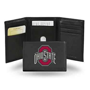 Imagem de Carteira NCAA Ohio State Buckeyes de couro legítimo bordada com três dobras 8,25 cm x 10,80 cm - Slim By Rico Industries