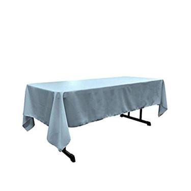 Imagem de LA Linen Toalha de mesa retangular de popelina de poliéster, 152 x 320 cm, azul claro