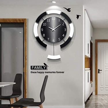 Imagem de Relógio de parede de pêndulo, europeu silencioso decorativo movido a bateria silencioso sem tique-taque para cozinha sala de estar, escritório, 14 pol.