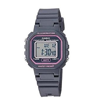 Imagem de Casio Relógio feminino LA20WH-1ACF clássico digital de resina preta, Cinza/rosa, Relógio de quartzo