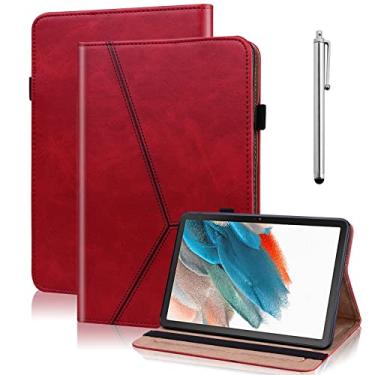 Imagem de VODEFOX Capa para Samsung Galaxy Tab S6 Lite 10.4 2022/2020, design listrado de cor sólida em relevo PU suporte de couro PU capa elástica para Tab S6 Lite 10,4 polegadas SM-P610/P613/P615/P619 -