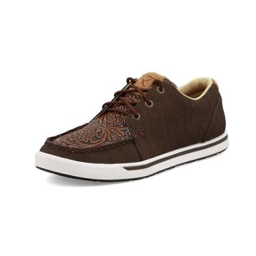 Imagem de Twisted X Bota de trabalho masculina de 30,5 cm com bico de liga à prova d'água – Couro, CellStretch Comfort, classificação EH, antiderrapante, Cocoa & Tooled Brown, 35