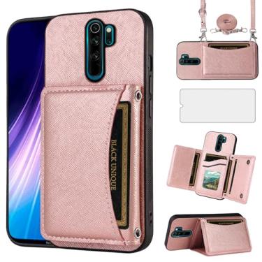 Imagem de Asuwish Capa de telefone para Xiaomi Redmi Note 8 Pro capa carteira com protetor de tela de vidro temperado e suporte para cartão, slot de couro PU, acessórios para celular Redme Note8 8pro feminino