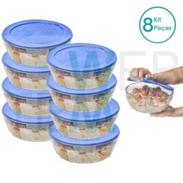 Imagem de Kit 8 Potes Tigela de Vidro com Tampa Plástica Laguna 4 Litros Vitazza