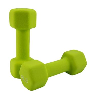 Imagem de Saorzon Conjunto de 2 halteres para exercícios físicos para casa academia pesos livres mão hexadecimal sinos verdes 3,6 kg