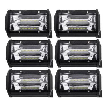 Imagem de Kit 6 Farol Milha Auxiliar 24led 72w 9v60v Retangulo Offroad - Briwax