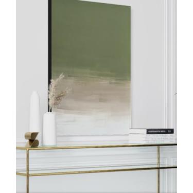 Imagem de Quadro Abstrato Moderno Pintado à Mão, Verde e Bege, Arte em Tela, Pintura Contemporânea, 50x70 cm
