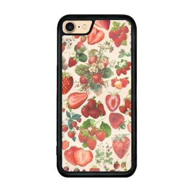 Imagem de Onemiliayears Capa de telefone fofa fruta morango: Kawaii primavera colorida retrô estética compatível com iPhone 7/8/Se capa para mulheres e meninas (iPhone 7/8/Se)