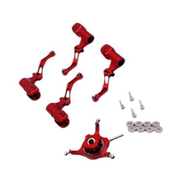 Imagem de MERIGLARE Conjunto de placa oscilante de helicóptero RC faça você mesmo, reparo de peça de reposição de alumínio resistente, Vermelho