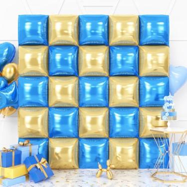 Imagem de Balões quadrados de parede dupla face dourada azul e prata, 48 cm, kit de arco de túnel para decoração de aniversário, casamento, formatura, chá de bebê, festa, decoração de fundo