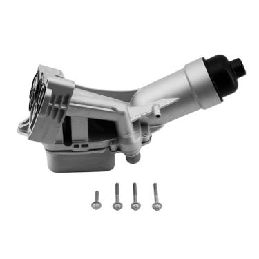 Imagem de GLOCRORET Caixa de filtro de alumínio do refrigerador de óleo do motor compatível com BMW F30 230i 330e 330i GT 430i 530i 530i 530e 740e xDrive X3 X4 B46 B48, para motor turbo L4 2.0L, substitui