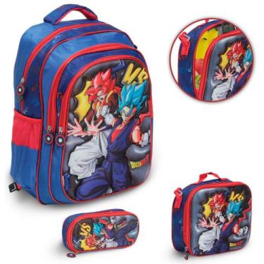 Imagem de Kit Mochila Infantil Dragon Ball Z Lancheira Térmica Estojo - Plike