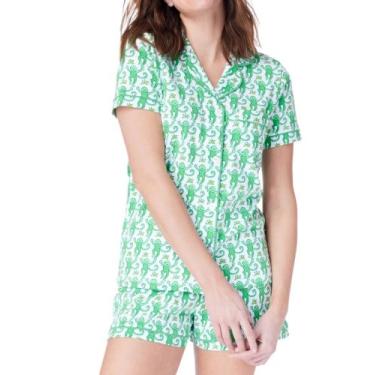 Imagem de Conjunto de pijamas femininos Zelbuck, moderno de 2 peças, verde Monke