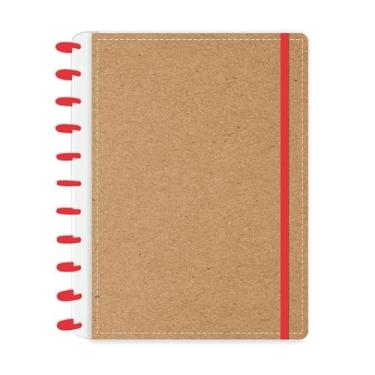 Imagem de Caderno de Discos Capa Dura A4 Kraft Vermelho com 80 folhas abyara graf cod 3462 (tipo caderno inteligente)