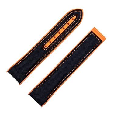 Imagem de IENYU Pulseira de relógio de borracha de nylon de 20 mm, 22 mm, para pulseira Omega SEAMASTER PLANET OCEAN com fecho de implantação, acessórios de pulseira (laranja preto, fivela rosa de 22 mm)
