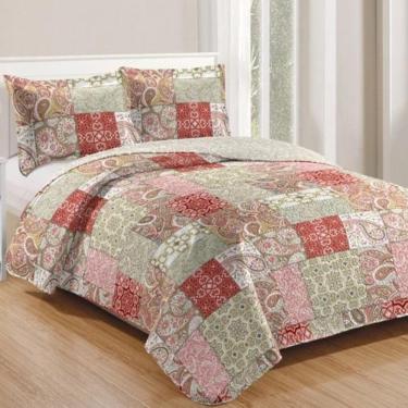 Imagem de Kit Cobre Leito Colcha Mix King Estampado Dupla Face Floral 3 Peças - Lúcia