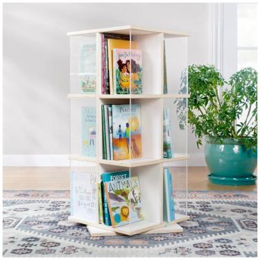 Imagem de Estante Giratória Infantil 3 Andares Guidecraft EdQ Branca em Compensado de Bétula com Janelas Acrílicas