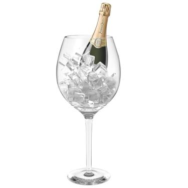 Imagem de NiHome Taça de vinho gigante artesanal de 2,835 g soprada à mão para celebrações e reuniões, 38 cm de altura com boca de 11,4 cm, design italiano, taça de cristal de grande capacidade, embalagem