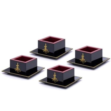 Imagem de Kit 4 Copos Sake Massu Saque Ideograma Japonês 65Ml