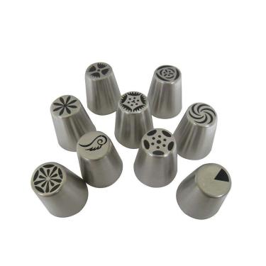 Imagem de Bicos confeitar bolos 9 peças decoraçao confeiteiro doces cupcakes Inox Confeitaria artistica