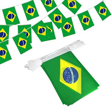 Imagem de Anley Bandeira de corda do Brasil Bandeiras de flâmula, eventos patrióticos 7 de setembro Decoração do Dia da Independência Barras esportivas - 33 pés 38 bandeiras