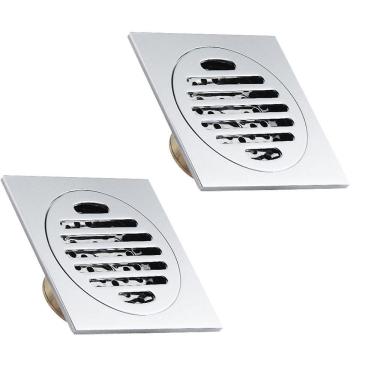 Imagem de Kit 2 Ralos Inteligente Anti Odor Insetos Aço Inox Banheiro Casa 10X10