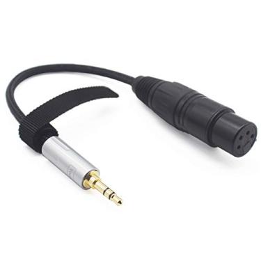 Imagem de Fone de ouvido XLR fêmea 3,5 mm a 4 pinos com cabo adaptador banhado a prata de 8 núcleos 15 cm [estéreo macho de 3,5 mm] macho para fêmea