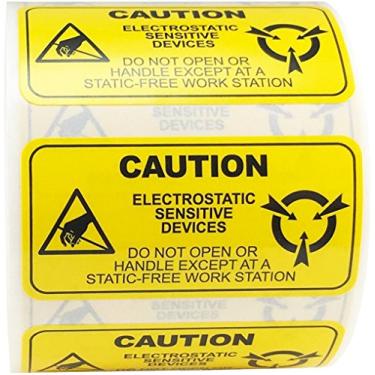 Imagem de Etiquetas de aparelhos eletrônicos sensíveis à cautela, 1 x 2 polegadas, 500 adesivos