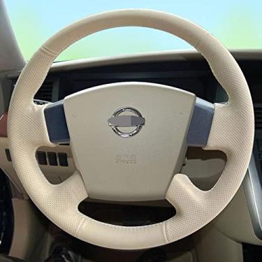 Imagem de JEZOE Capa de volante de carro de couro costurada à mão DIY, apto para Nissan Teana Cefiro Renault Samsung SM5 2003 2004-2008