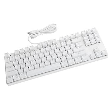 Imagem de Teclado Mecânico, 87 Teclas Ergonômicas Com Fio USB 2.0 Teclado Mecânico para Jogos, Plug and Play, para Escritório/casa