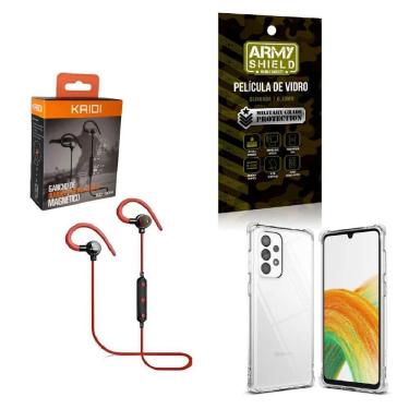 Imagem de Kit Capinha Samsug A33 Fone Bluetooth E Película De Vidro 3D