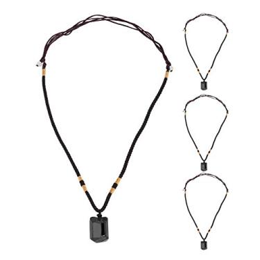 Imagem de Yosoo Health Gear Corrente de tecido, colar de turmalina, colar de suéter, 4 peças de colar com pingente de turmalina, corrente ajustável, acessório de pano