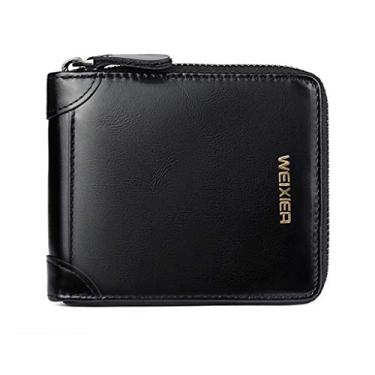 Imagem de Carteira pequena para mulheres homens carteiras bolsa clutch hasp retro pacote carteira curta porta-cartões bolso com zíper, Preto, One Size