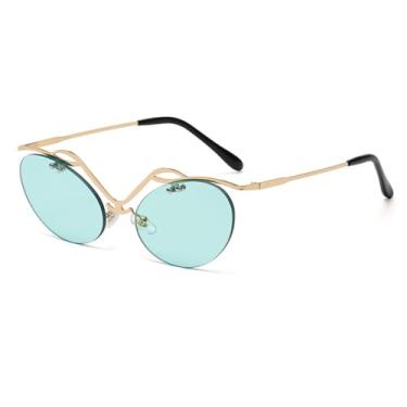 Imagem de Óculos de sol olho de gato, feminino, masculino, armação oca, sem aro, óculos de condução, steampunk, óculos de festa rave, 1, tamanho único