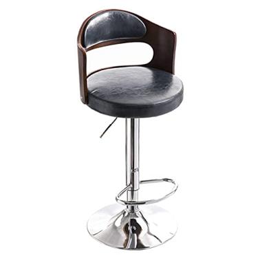 Imagem de Banquetas de bar banqueta de bar giratória preto falso couro PU e acabamento cromado banco de altura com encosto para cadeiras de bar de cozinha e pub em casa (Cor: F)