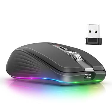 Imagem de 2.4G + BT5.1 Mouse sem fio de modo duplo Ratos para jogos de computador Design ergonômico DPI ajustável de 4 marchas Bateria recarregável embutida para laptop